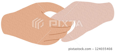 Reconciliation concept. Cupid couple reconciles, holding hands on white background. Reconciliation concept. Cupid couple reconciles, holding hands on white background. 124035408