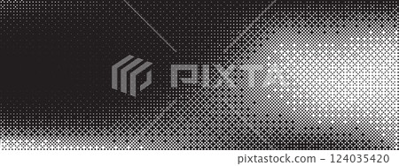 Bitmap texture background. Pixel dithering gradient. Black and white random pixels pattern. Retro glitchy vector art illustration. Monochromatic dissolve effect. 8 bit video game screen wallpaper. Bitmap texture background. Pixel dithering gradient. Black and white random pixels pattern. Retro glitchy vector art illustration. Monochromatic dissolve effect. 8 bit video game screen wallpaper. 124035420