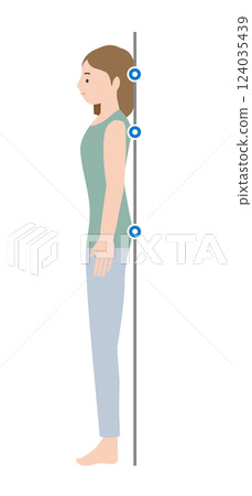 Illustration of a woman standing with ideal good posture Illustration of a woman standing with ideal good posture 124035439