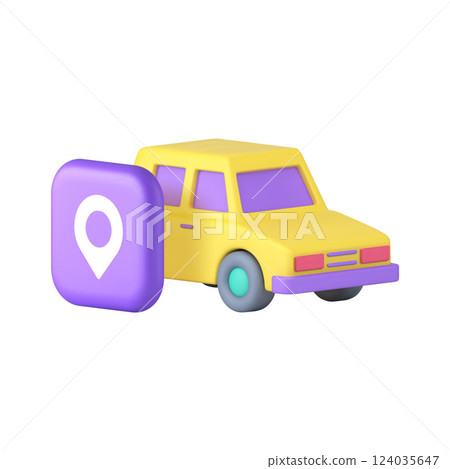 Car sharing location map address GPS cartography navigation 3d icon realistic vector illustration Car sharing location map address GPS cartography navigation 3d icon realistic vector illustration 124035647