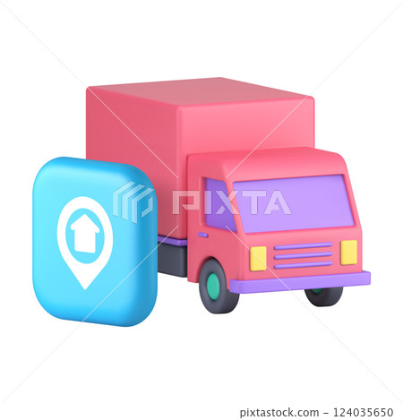 Delivery moving service map location address GPS tracking 3d icon realistic vector illustration Delivery moving service map location address GPS tracking 3d icon realistic vector illustration 124035650