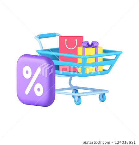 Shopping special offer gift sale discount cost reduction Black Friday 3d icon realistic vector Shopping special offer gift sale discount cost reduction Black Friday 3d icon realistic vector 124035651