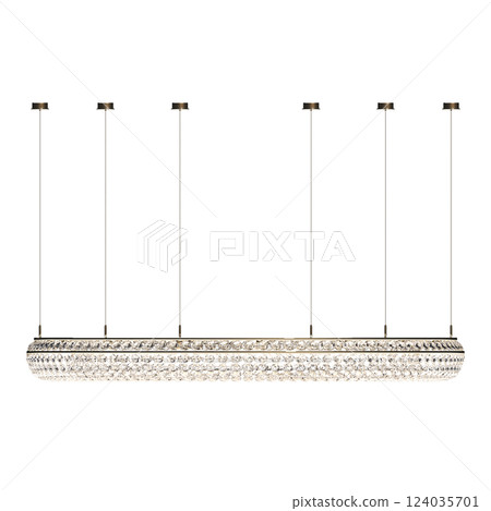 crystal chandelier for the interior isolated on transparent background, home lighting, 3D illustration, cg render 124035701
