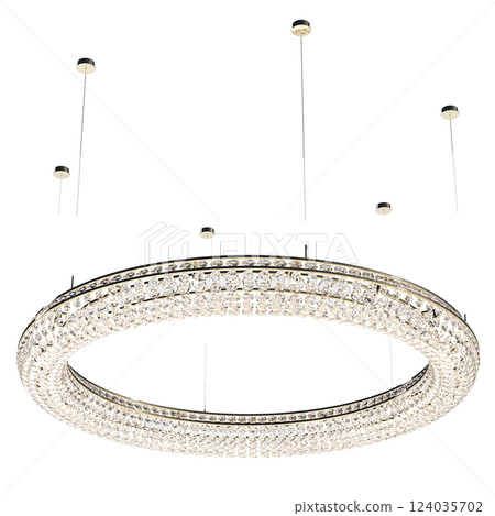 crystal chandelier for the interior isolated on transparent background, home lighting, 3D illustration, cg render 124035702