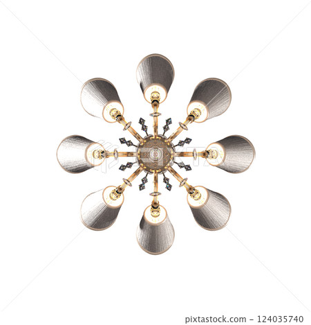 crystal chandelier for the interior isolated on transparent background, home lighting, 3D illustration, cg render crystal chandelier for the interior isolated on transparent background, home lighting, 3D illustration, cg render 124035740