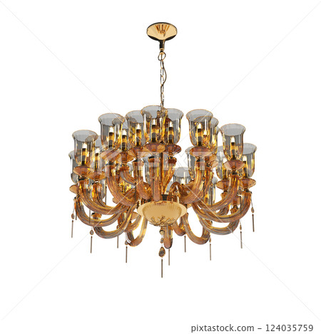 crystal chandelier for the interior isolated on transparent background, home lighting, 3D illustration, cg render crystal chandelier for the interior isolated on transparent background, home lighting, 3D illustration, cg render 124035759