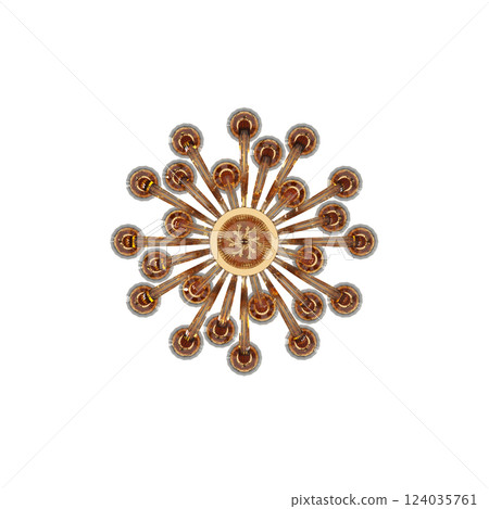 crystal chandelier for the interior isolated on transparent background, home lighting, 3D illustration, cg render 124035761