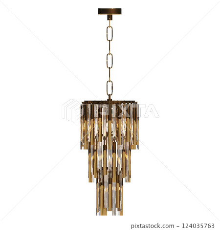 crystal chandelier for the interior isolated on transparent background, home lighting, 3D illustration, cg render 124035763