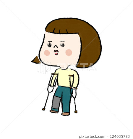 A woman with a broken leg using crutches A woman with a broken leg using crutches 124035783