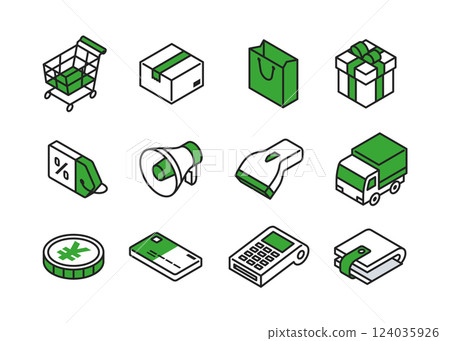 商店等距圖示集 124035926