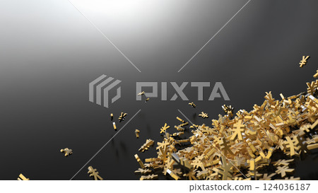 Falling golden yen mark rendering CG background 124036187