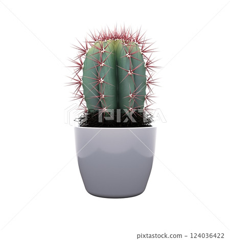 decorative flower in a pot isolated on white background, 3D illustration, cg render 124036422