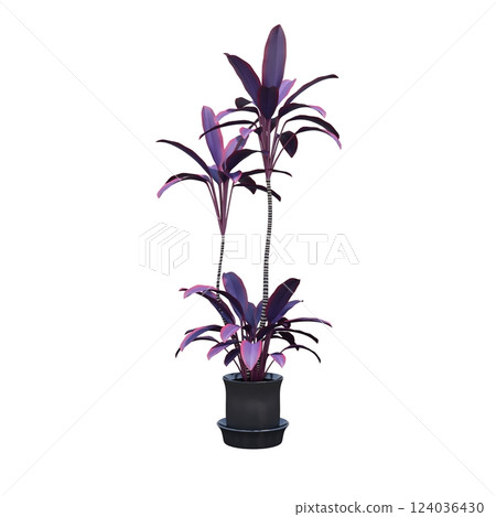 decorative flower in a pot isolated on white background, 3D illustration, cg render 124036430