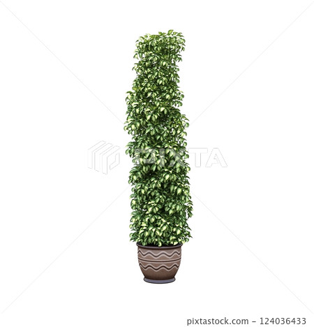 decorative flower in a pot isolated on white background, 3D illustration, cg render decorative flower in a pot isolated on white background, 3D illustration, cg render 124036433