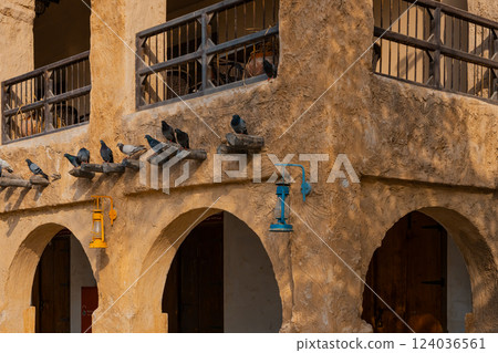 Doha, Qatar - 10092024: Architecture details of traditional arabian market Souq Waqif in Doha City in Qatar 124036561