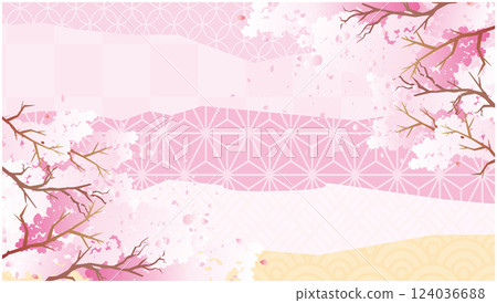 春天櫻花花瓣背景 124036688