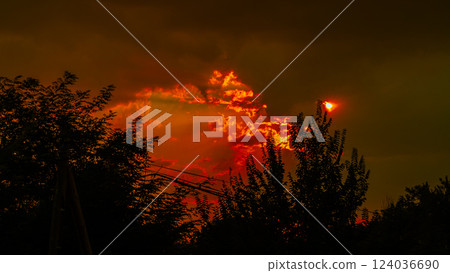 Texture of bright evening sky during sunset 124036690