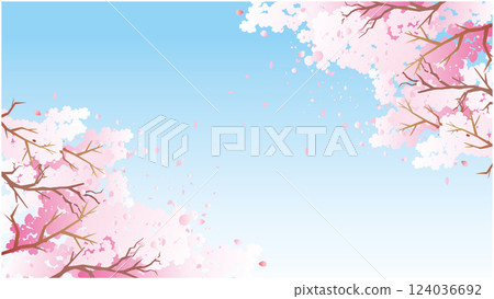 春天櫻花花瓣背景 124036692
