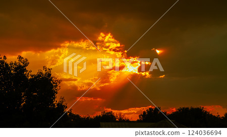 Texture of bright evening sky during sunset 124036694