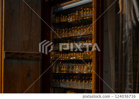 Doha, Qatar - 10092024: Architecture details of traditional arabian market Souq Waqif in Doha City in Qatar 124036716