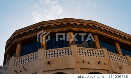 Doha, Qatar - 10092024: Architecture details of traditional arabian market Souq Waqif in Doha City in Qatar 124036718