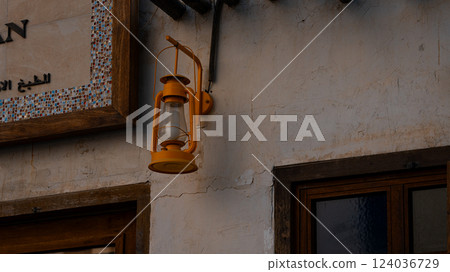 Doha, Qatar - 10092024: Architecture details of traditional arabian market Souq Waqif in Doha City in Qatar 124036729