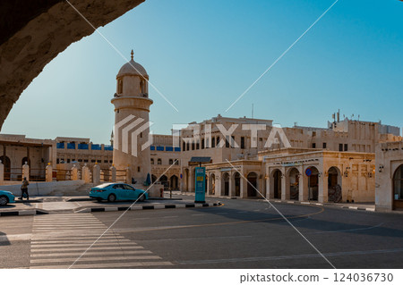 Doha, Qatar - 10092024: Architecture details of traditional arabian market Souq Waqif in Doha City in Qatar 124036730