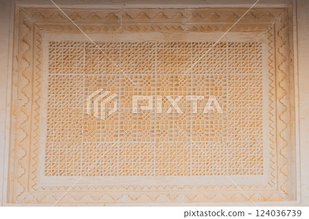 Doha, Qatar - 10092024: Architecture details of traditional arabian market Souq Waqif in Doha City in Qatar Doha, Qatar - 10092024: Architecture details of traditional arabian market Souq Waqif in Doha City in Qatar 124036739