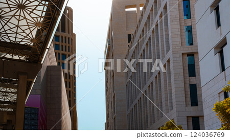 Doha, Qatar - 10092024: Architecture details of traditional arabian market Souq Waqif in Doha City in Qatar 124036769