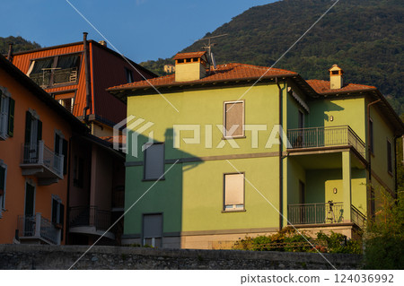 Colorful Houses in a Mountain Village at Sunset Colorful Houses in a Mountain Village at Sunset 124036992