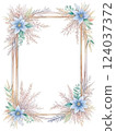 A cute watercolor illustration of a flower frame with a gentle atmosphere. 124037372