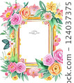 A cute watercolor illustration of a gorgeous floral art frame. 124037375
