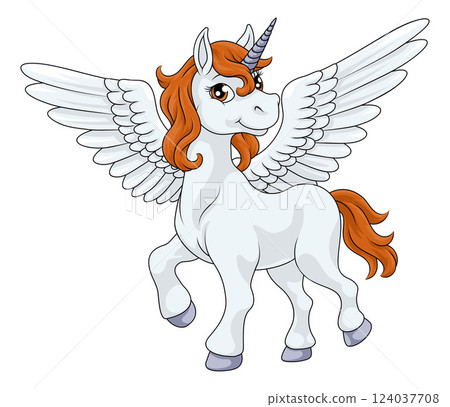 Pegasus Unicorn Wings Horn Horse Animal Cartoon 124037708