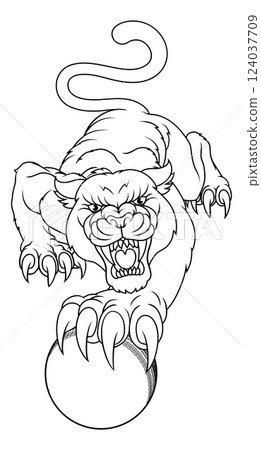 Black Panther Leopard Cricket Sports Team Mascot 124037709