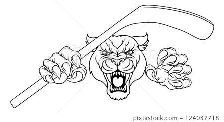 Panther Leopard Cougar Wildcat Hockey Team Mascot 124037718