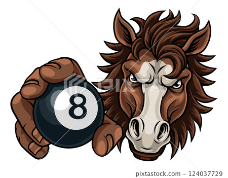 Horse Mustang Stallion Pool Billiards Sport Mascot Horse Mustang Stallion Pool Billiards Sport Mascot 124037729