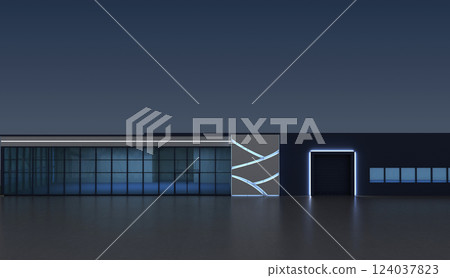 3d render exterior mall, exterior visualization, 3D illustration 124037823