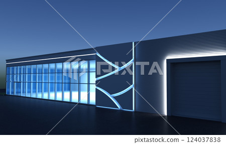 3d render exterior mall, exterior visualization, 3D illustration 124037838