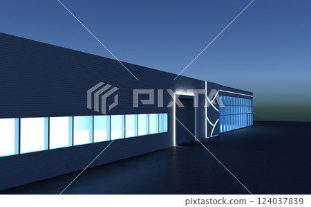 3d render exterior mall, exterior visualization, 3D illustration 124037839