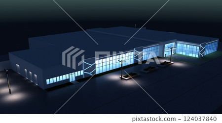 3d render exterior mall, exterior visualization, 3D illustration 124037840
