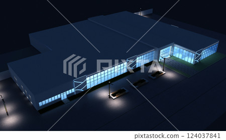 3d render exterior mall, exterior visualization, 3D illustration 124037841