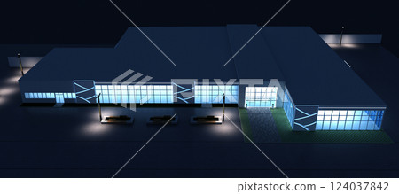 3d render exterior mall, exterior visualization, 3D illustration 124037842