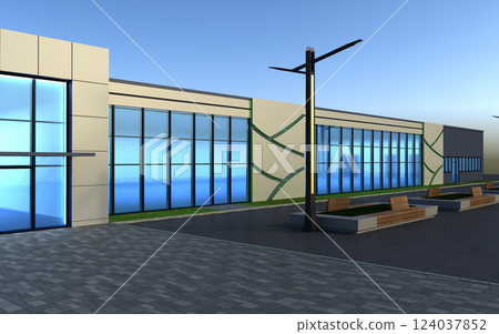 3d render exterior mall, exterior visualization, 3D illustration 3d render exterior mall, exterior visualization, 3D illustration 124037852