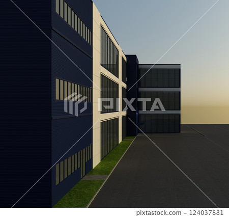 3d render exterior mall, exterior visualization, 3D illustration 124037881