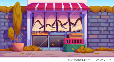 Japanese traditional curtained storefront 124037906
