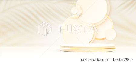 White and gold product display podium White and gold product display podium 124037909