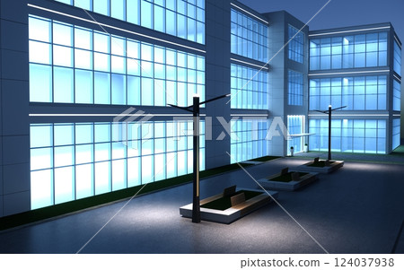 3d render exterior mall at night, exterior visualization, 3D illustration 3d render exterior mall at night, exterior visualization, 3D illustration 124037938