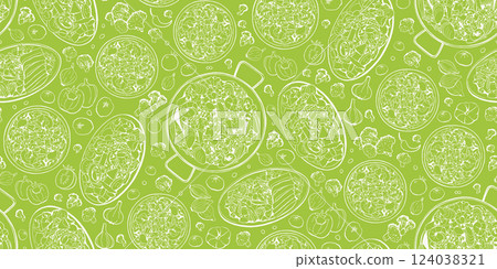 Vegetable Salad Vector Seamless Pattern for Food Design Vegetable Salad Vector Seamless Pattern for Food Design 124038321