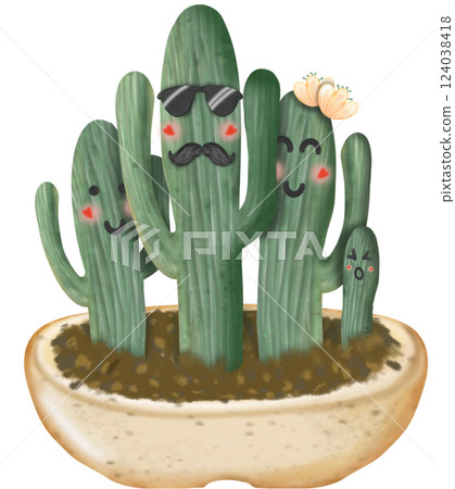 Cactus plants cute with hand drawn cartoon style, illustration set. Cactus plants cute with hand drawn cartoon style, illustration set. 124038418