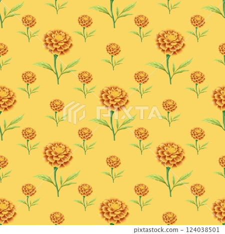 seamless pattern with yellow flowers 124038501